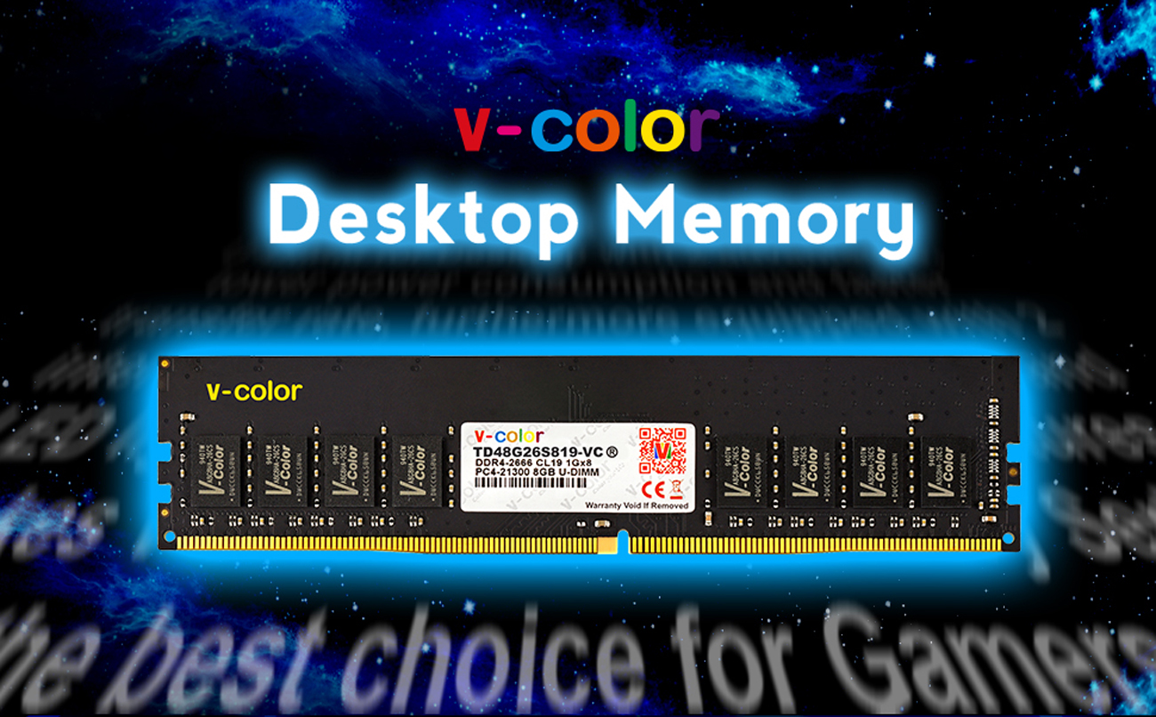 DDR4 DRAM 2666MHz 1 x 8GB PC4-21300 V-Color 8GB CL19 1.2V U-DIMM Desktop Memory TD48G26S819-VC 