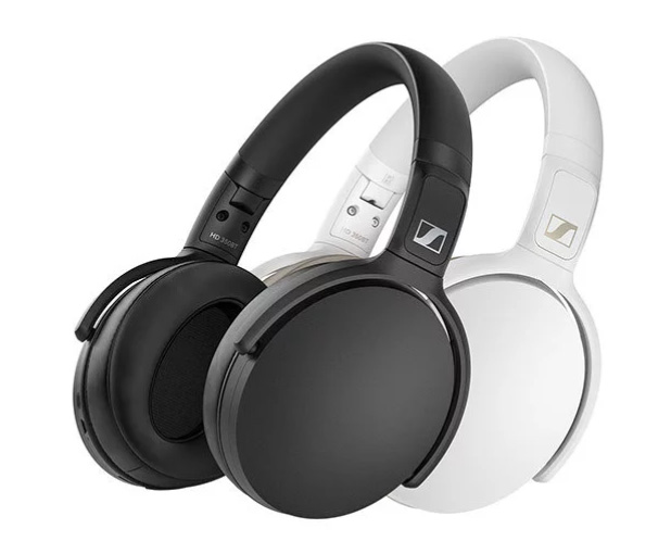 Sennheiser HD 350BT Bluetooth Around Ear White Headphones facing forward