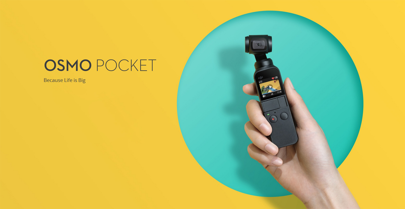 Osmo Pocket Banner with a hand holding up the product