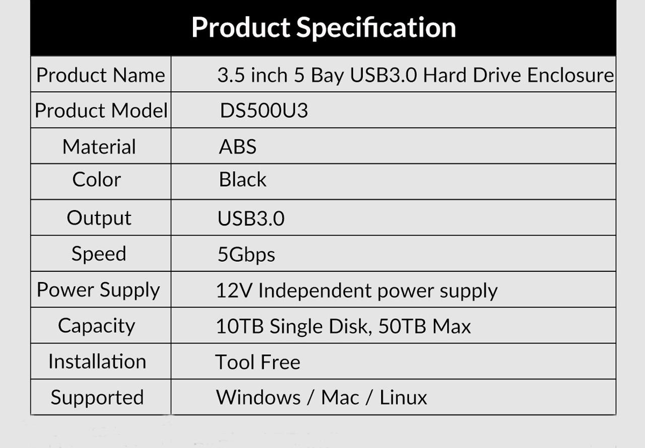 ORICO DS500U3-US-BK