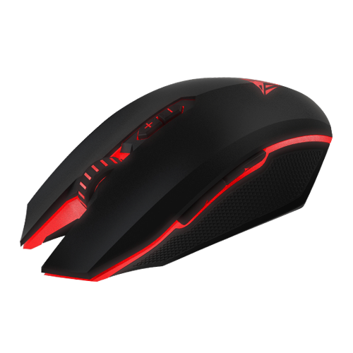Viper V530 Gaming Mouse in red lighting angled down to the left