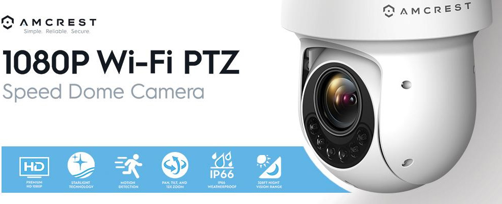 Amcrest WiFi Outdoor PTZ IP Camera, Wireless Pan Tilt Zoom