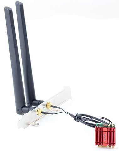  This desktop Wi-Fi adapter on display, with two antennas attached  