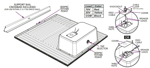 Bogen Csd2x2vrca Drop In Ceiling Speaker W Recessed Volume Control Carton 2