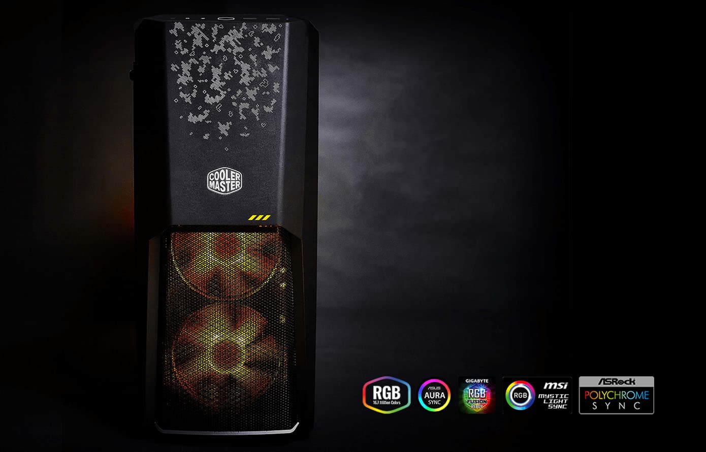 Cooler Master Masterbox Mb500 Tuf Gaming Alliance Edition Atx Mid Tower W Tuf Aesthetic Design Semi Meshed Front Ventilation Tempered Glass Side Panel 3 X 1mm Rgb Fans Newegg Com