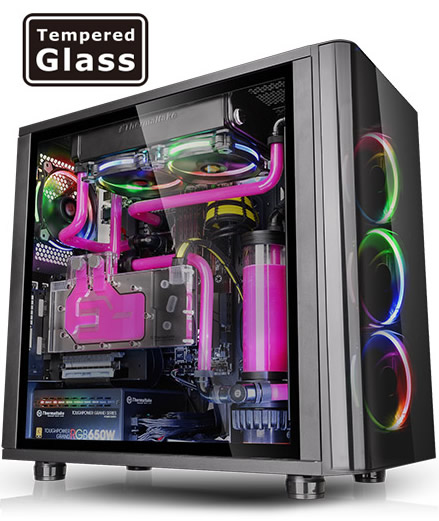 Wintronic Computers Store Cases Gaming Towers Thermaltake Thermaltake View 31 Rgb Dual Tempered Glass Atx Tt Lcs Certified Black Gaming Mid Tower Computer Case Ca 1h8 00m1wn 01