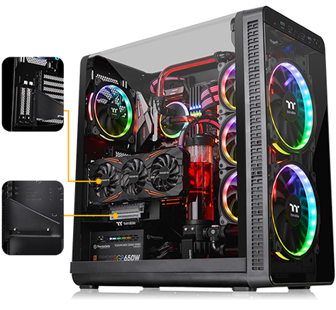 Thermaltake View 37 Riing Edition Gull Wing Window E-ATX Vertical GPU ...