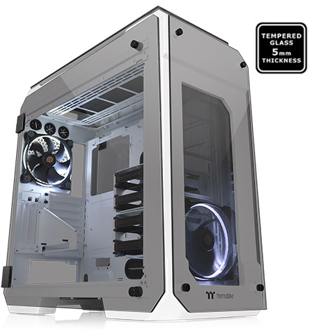 Thermaltake View 71 Tempered Glass Snow Edition 4 Sided Tempered Glass E Atx Vertical Gpu Modular Gaming Full Tower Computer Case Ca 1i7 00f6wn 00 Newegg Com