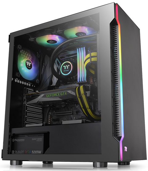 Thermaltake H200 Case Angled to the Right, Fully Loaded with Components