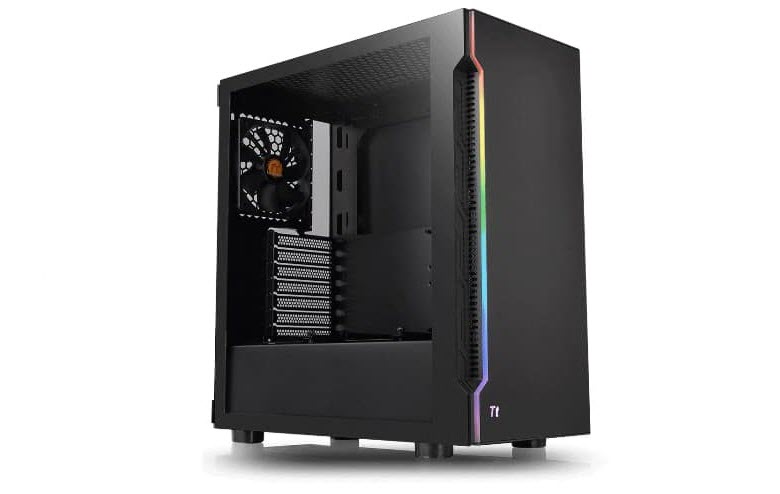 an empty Thermaltake H200 TG RGB ATX Mid Tower Case angled to right