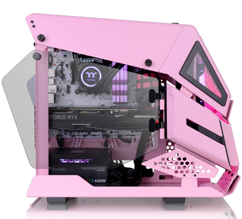 Thermaltake AH T200 Pink Helicopter Styled Open Frame Tempered Glass ...