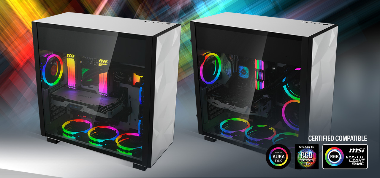 Rosewill Atx Mid Tower Gaming Rgb Computer Case With Tempered Glass And Fans Ebay