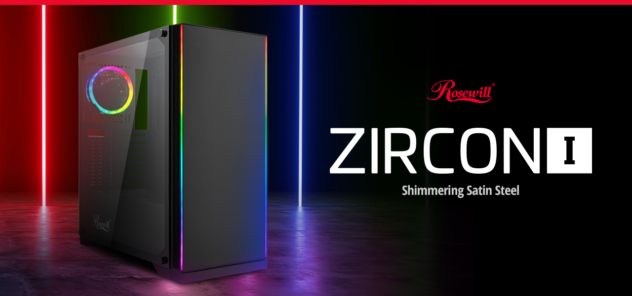 screenshot of the Rosewill ZIRCON I Shimmering Satin Steel case