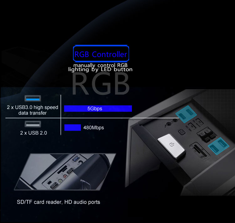 Diypc gamemax bk rgb black dual usb 3 0 atx full tower gaming computer