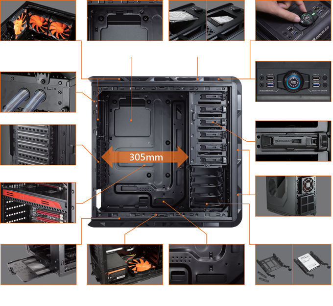 COUGAR Evolution Black SECC ATX Full Tower Computer Case with Dual 12cm ...