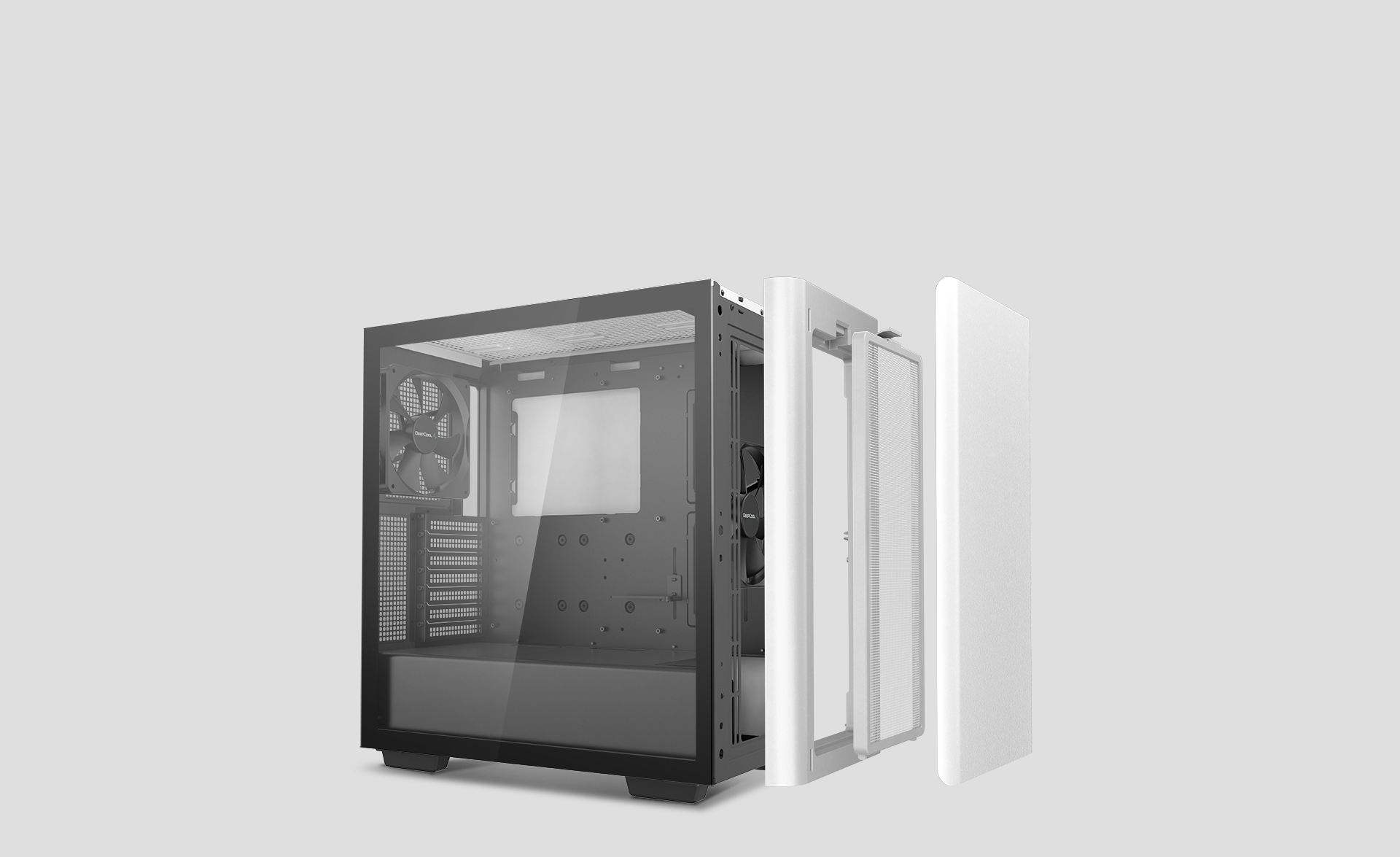 DeepCool CK500 WH Mid-Tower ATX Case, Full-Size Tempered Glass Window ...