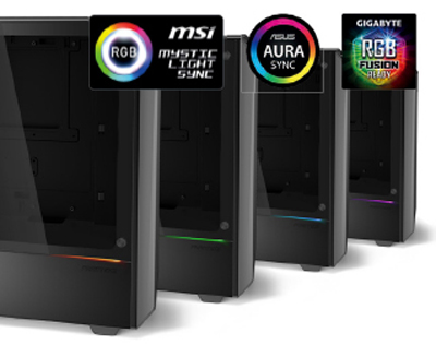 Phanteks Eclipse P300 series ATX Mid Tower Computer Case RGB ILLUMINATION MODES show