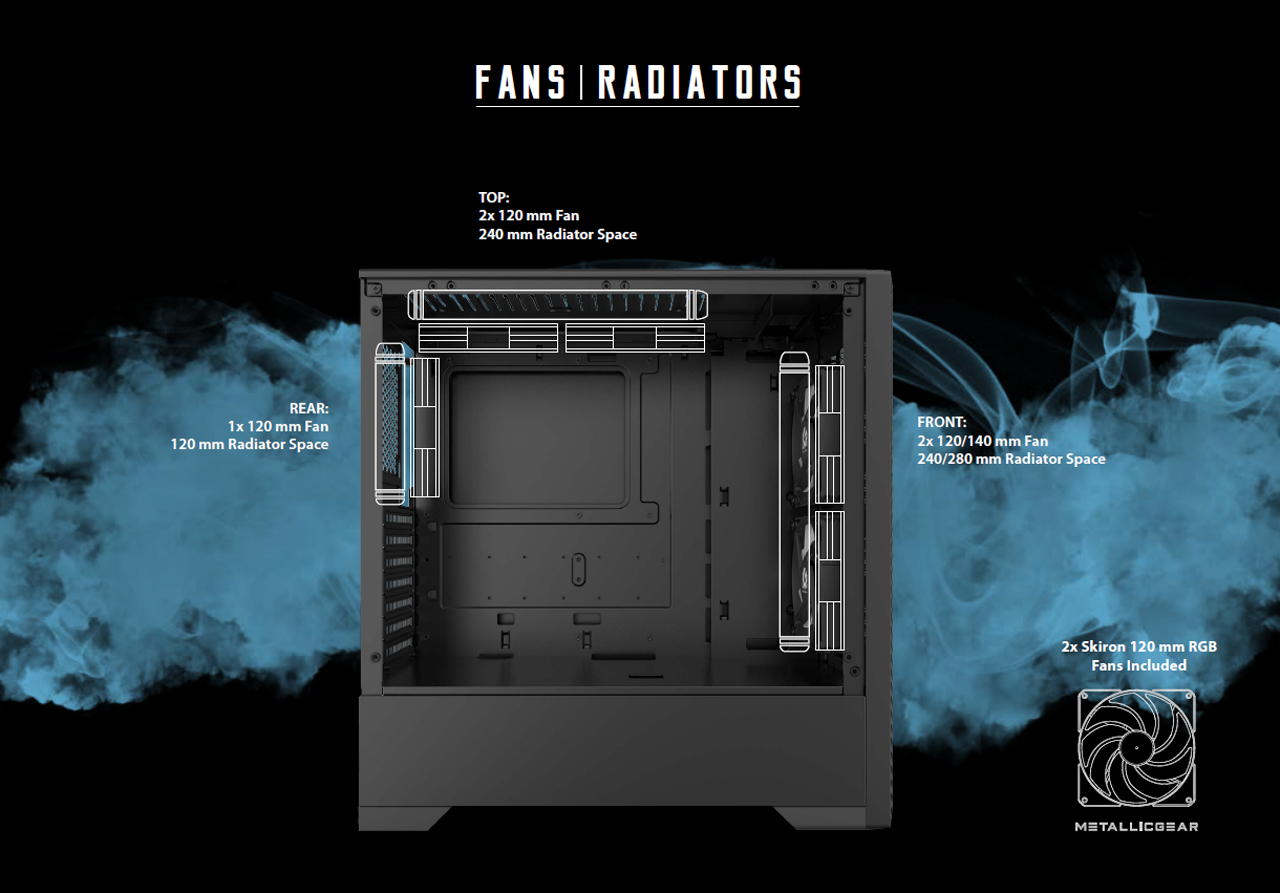 Metallic Gear Neo Air ATX Mid-tower support fan radiators specifications