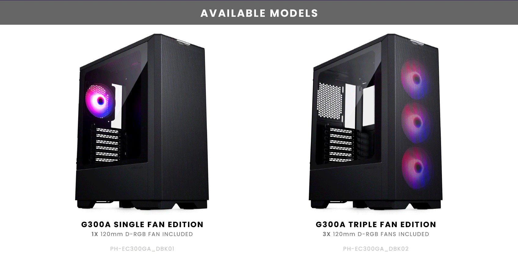 Single fan model and 3 fans model display