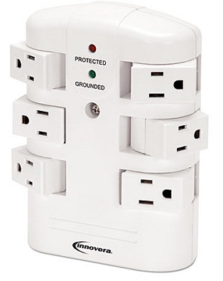 Innovera IVR71651 Wall Mount 6 Outlets 2160 Joules Surge Protector 