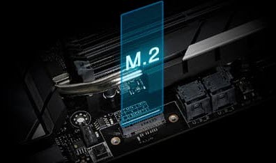 Graphical overlay showing the M.2 slot