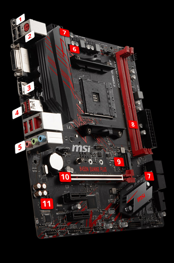 MSI PERFORMANCE GAMING B450M GAMING PLUS AM4 AMD B450 SATA 6Gb/s