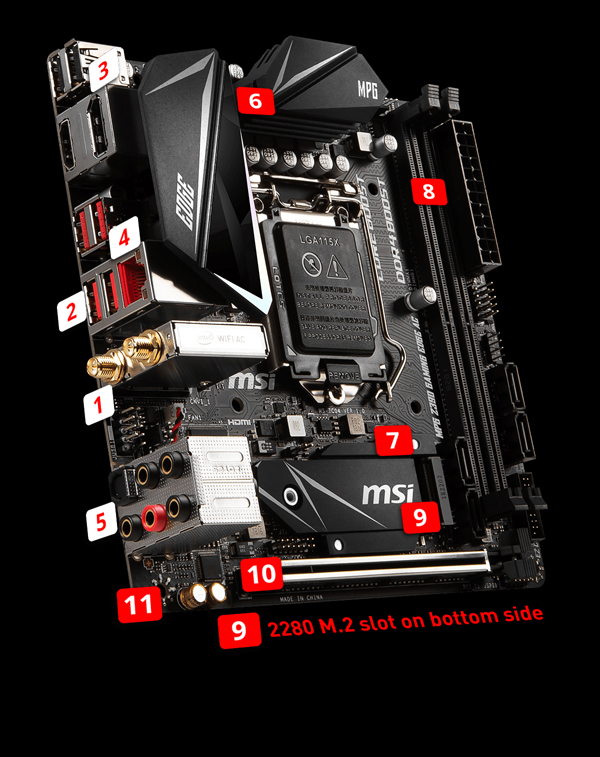 MSI MPG Z390I GAMING EDGE AC LGA 1151 (300 Series) Mini ITX Intel 