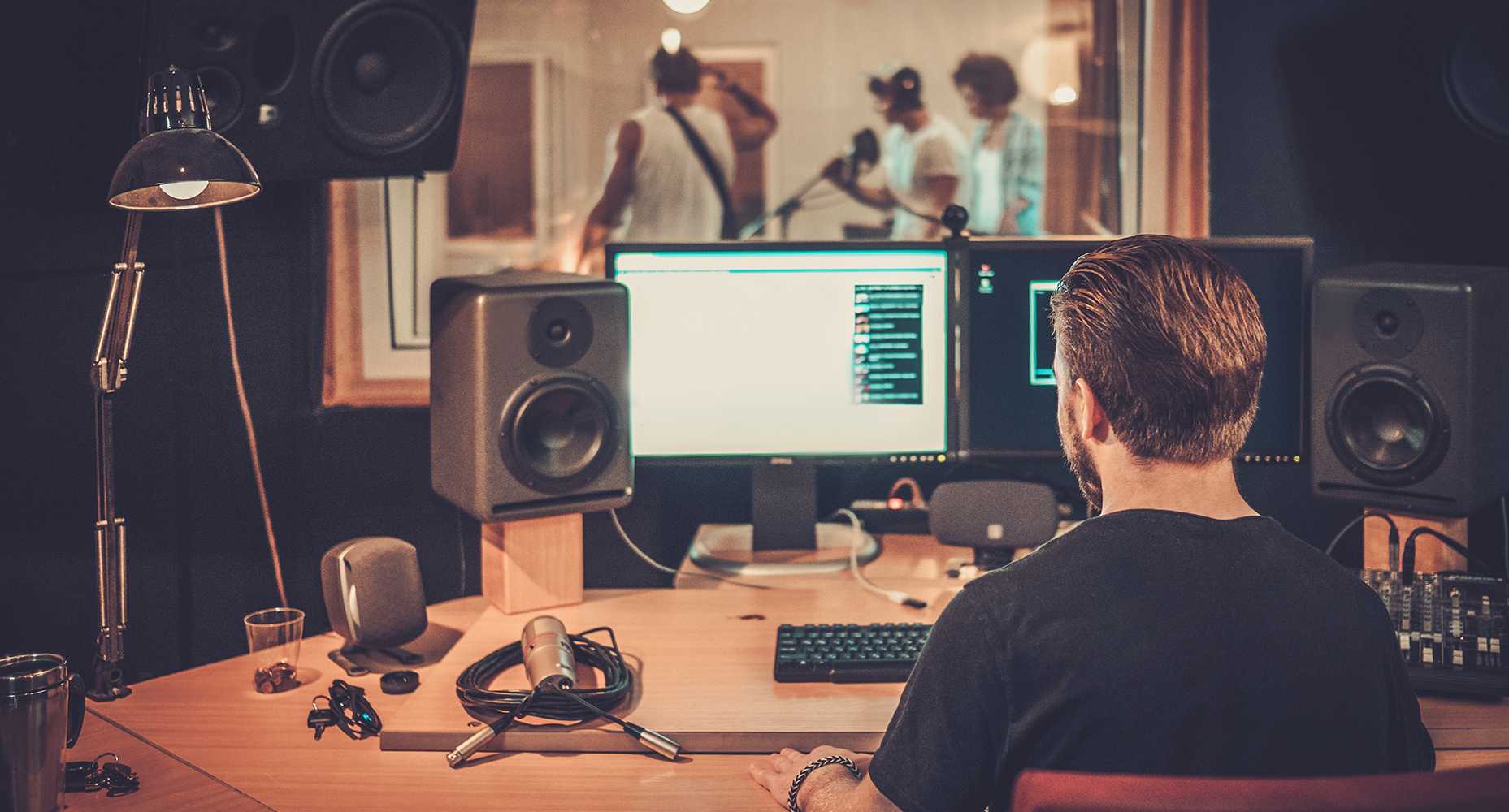a man is working with a set of computer