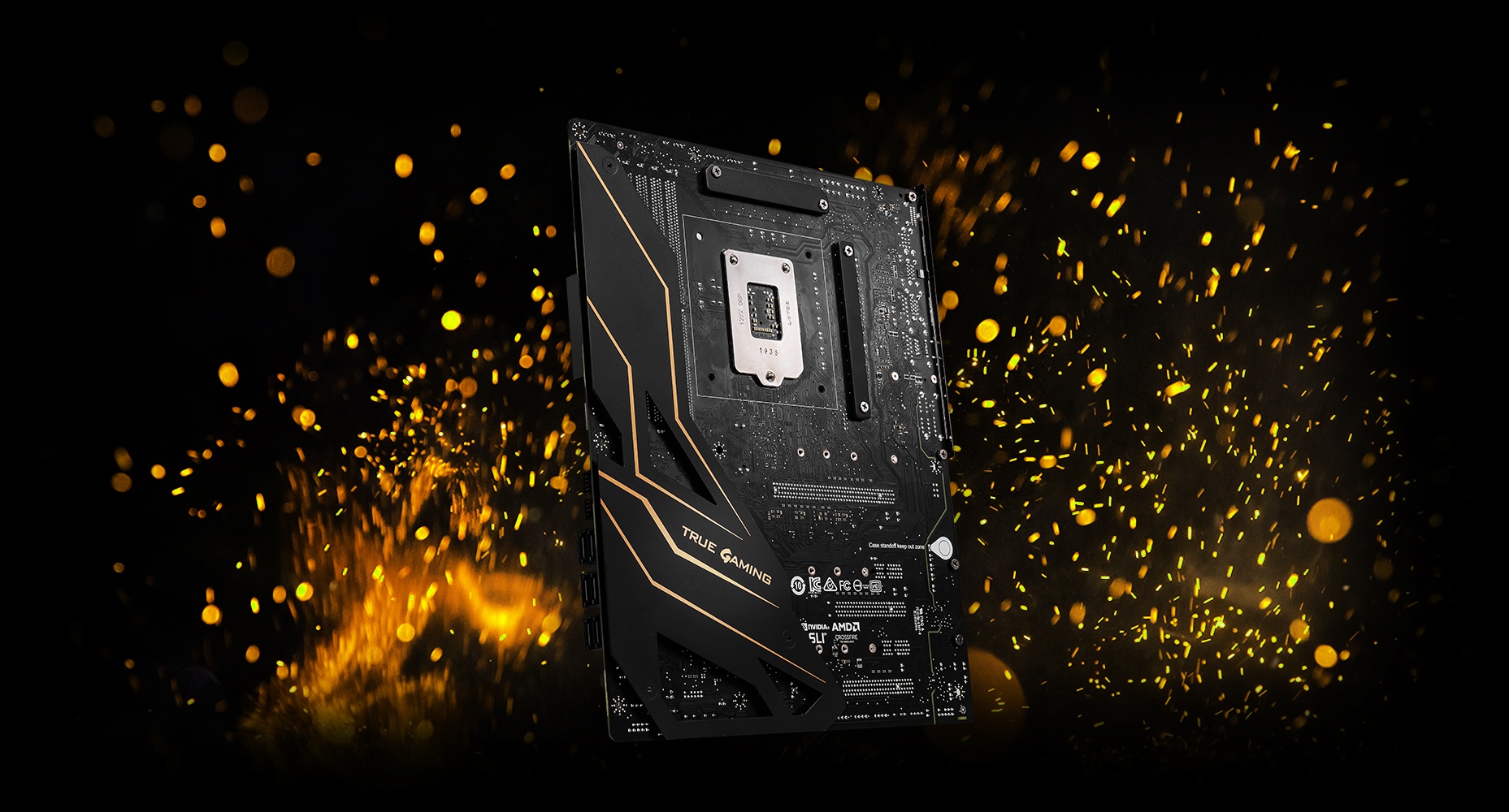 motherboard in a spark background