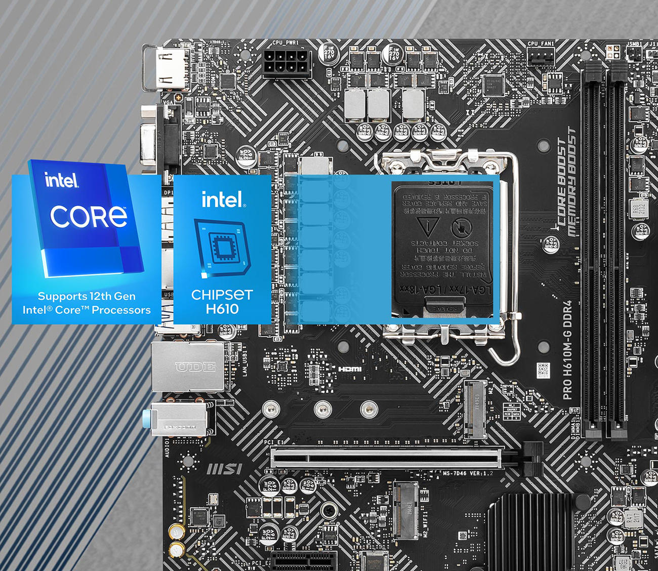MSI PRO H610M-G DDR4 Motherboard 12th Gen Intel Core LGA 1700 Socket PCIe 4.0 2.5G LAN M.2 Slots