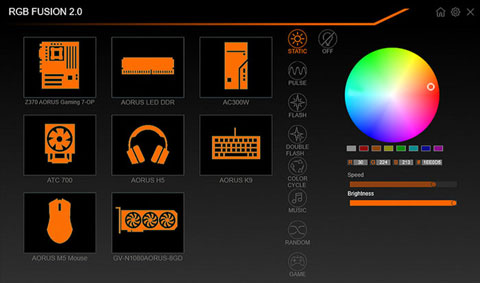 Screenshot of RGB Fusion 2.0 software