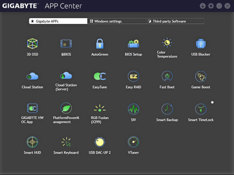  Screenshot of the App center 