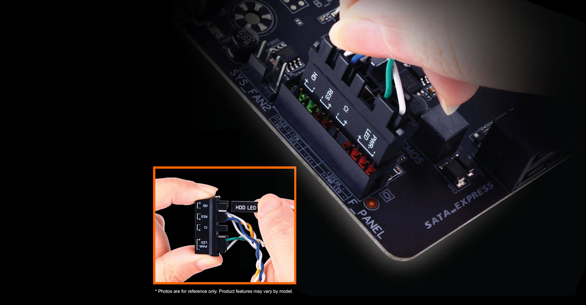 Z390 Motherboard with HDD LEDs Power Pins Being Plugged In