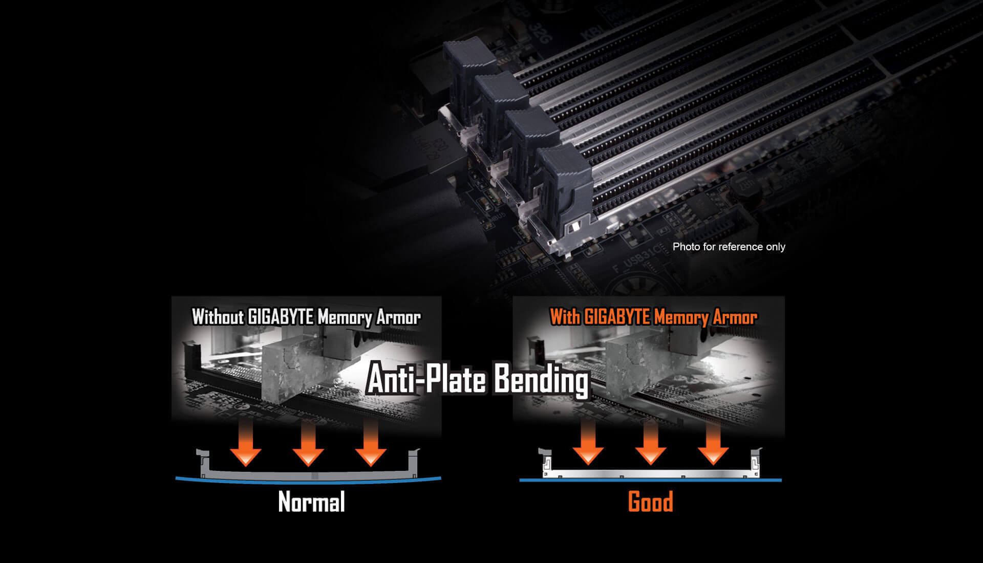 Anti-Plate Bending with GIGABYTE Memory Armor Versus Normal Settings That Don't Have the Armor