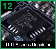 Closeup of the regulator chip