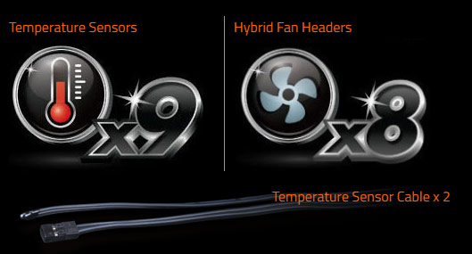 temperature sensors and hybrid fan headers icon