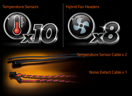 temperature sensors and hybrid fan headers icon