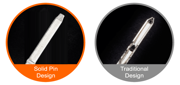 solid pin design and traditiona design