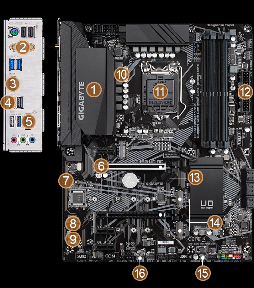 detail of the motherboard