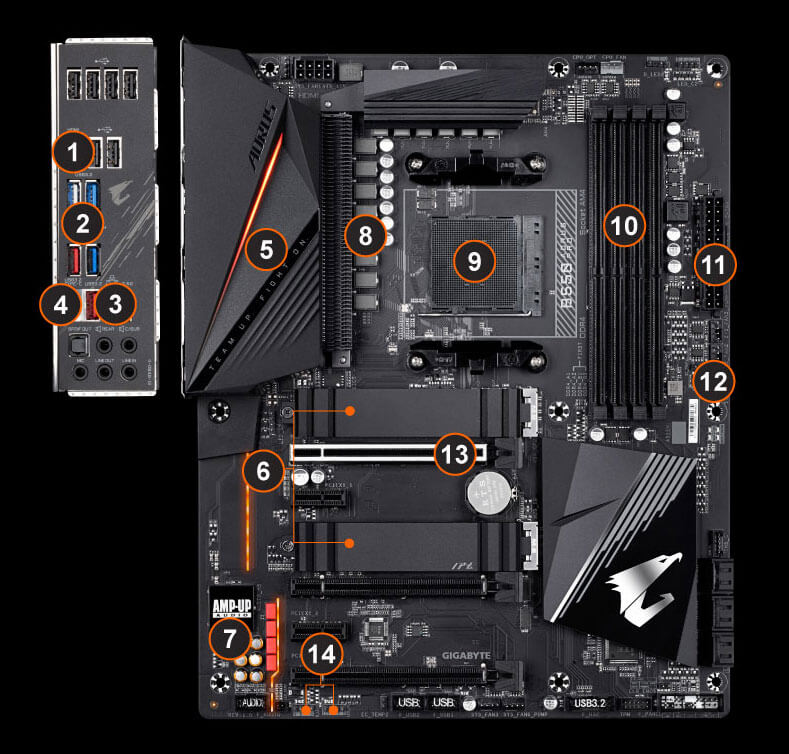 detail of the motherboard