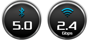 Graphic Icon for Bluetooth 5.00 and 2.4Gbps WiFi