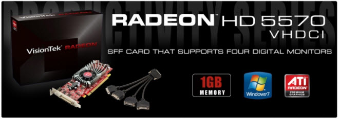 Visiontek Radeon HD 5570 SFF 1GB DDR3 4M VHDCI DVI (4 x DVI-D 
