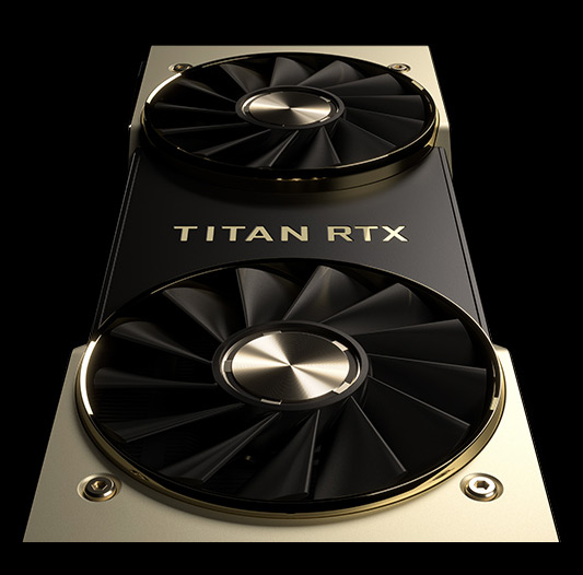 NVIDIA TITAN RTX Card Standing Up, Angled Down, Forward