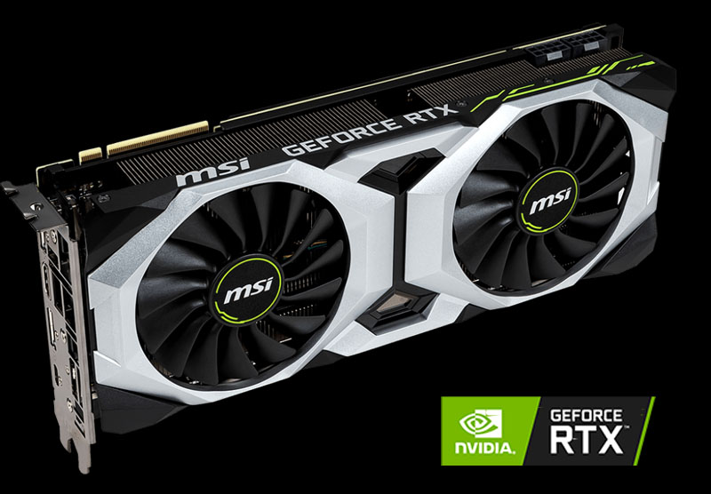 MSI GeForce RTX 2080 Ti VENTUS 11G OC video card angled to right