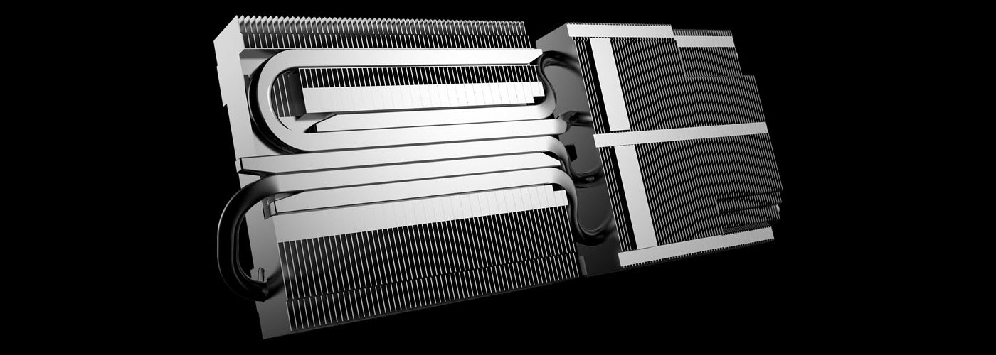 a close look at the heat sink of this graphics card