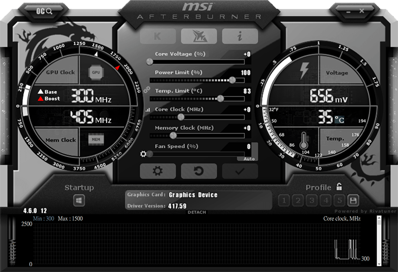 MSI Afterburner software window