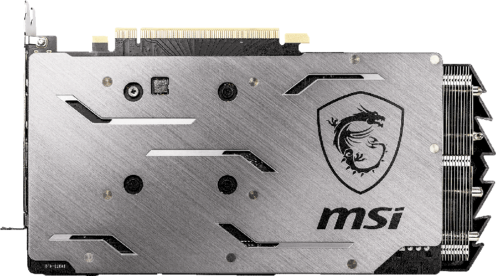 MSI GEForce RTX 2060 Graphics Card Facing Away, Showing Its Backplate