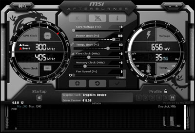  Screenshot of the MSI Afterburner software 