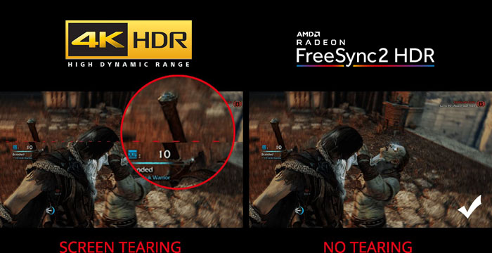 a comparison between screen tearing and no tearing