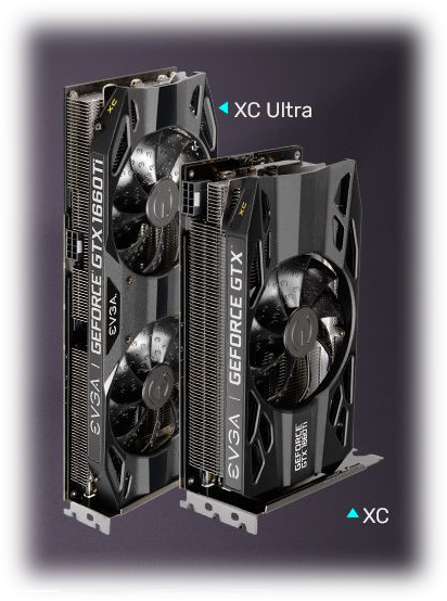 XC Ultra sized graphics card versus XC sized graphics card standing up next to each other